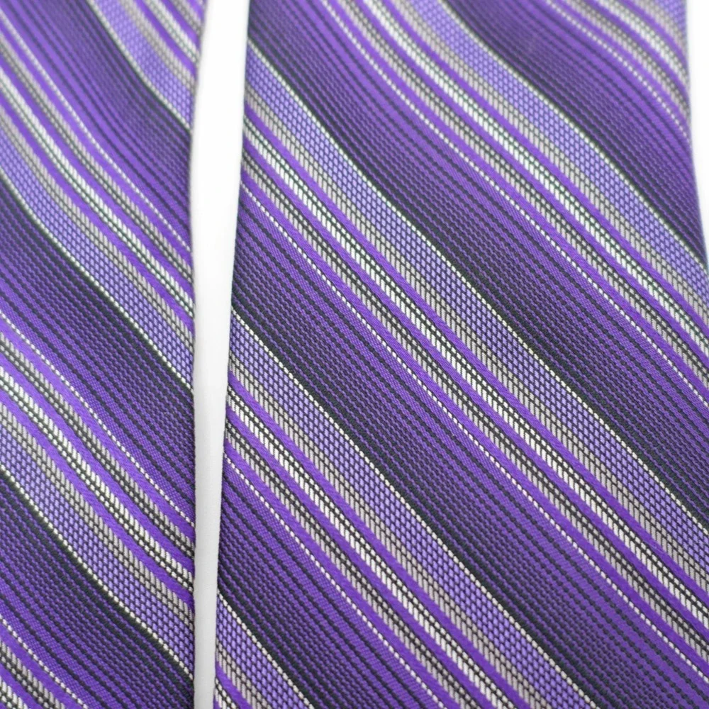 Kenneth Cole Awearness Purple‎ Striped Silk Tie Woven Skinny